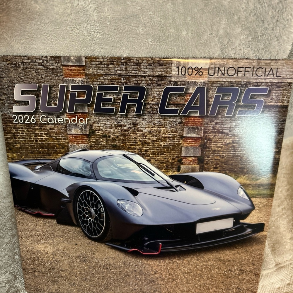 Super Cars 2026 Wall Calendar - Black